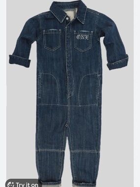 One Teaspoon Kids Blue Denim One-Piece Jumpsuit